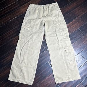 Women’s cargo pants with pockets 100% cotton casual coastal wide leg